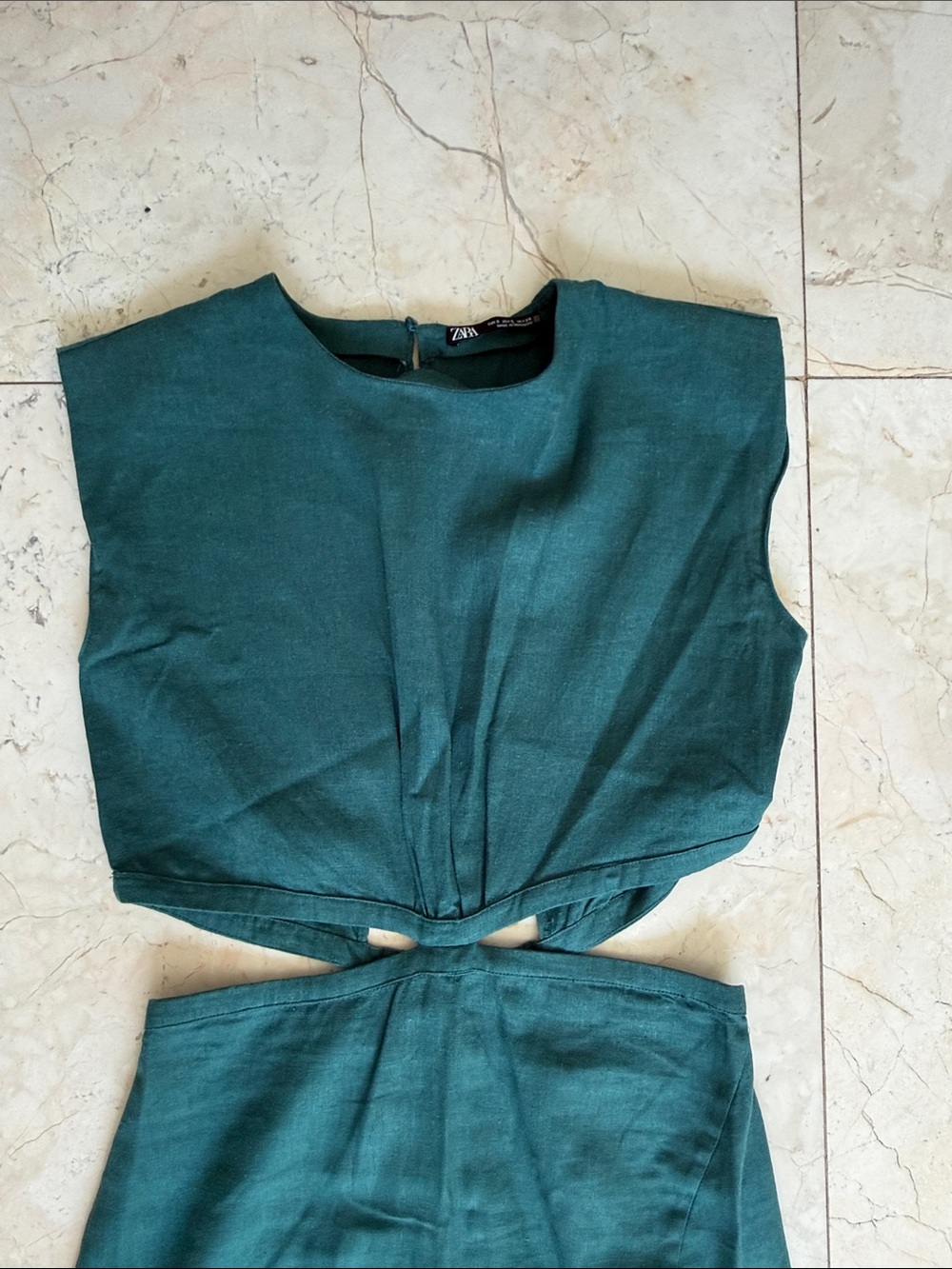 Zara Dark Teal Two-Piece Cut-Out Midi Dress - Picture 2 of 6